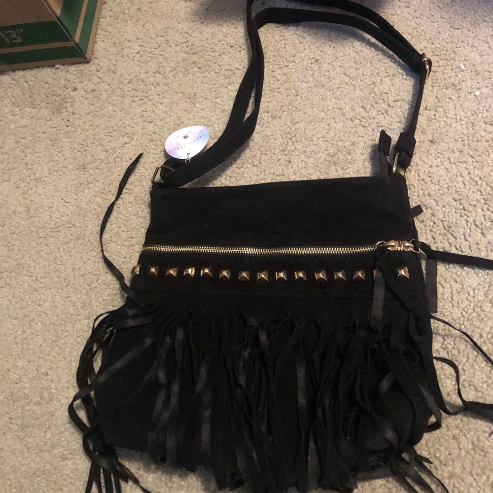 Fringed black purse